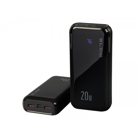 Nešiojamas įkroviklis - akumuliatorius 30000mAh 20W 2xUSB + USB C + USB micro greito krovimo (QC3.0) Blow juodas (black)